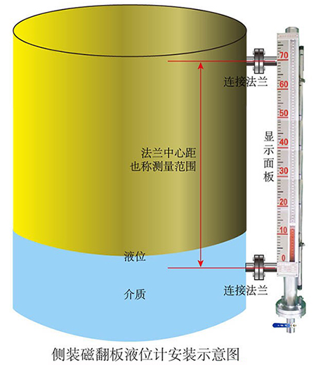 合成氨液位计侧装式安装示意图