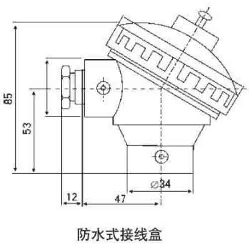 螺纹式热电阻防水接线盒结构图